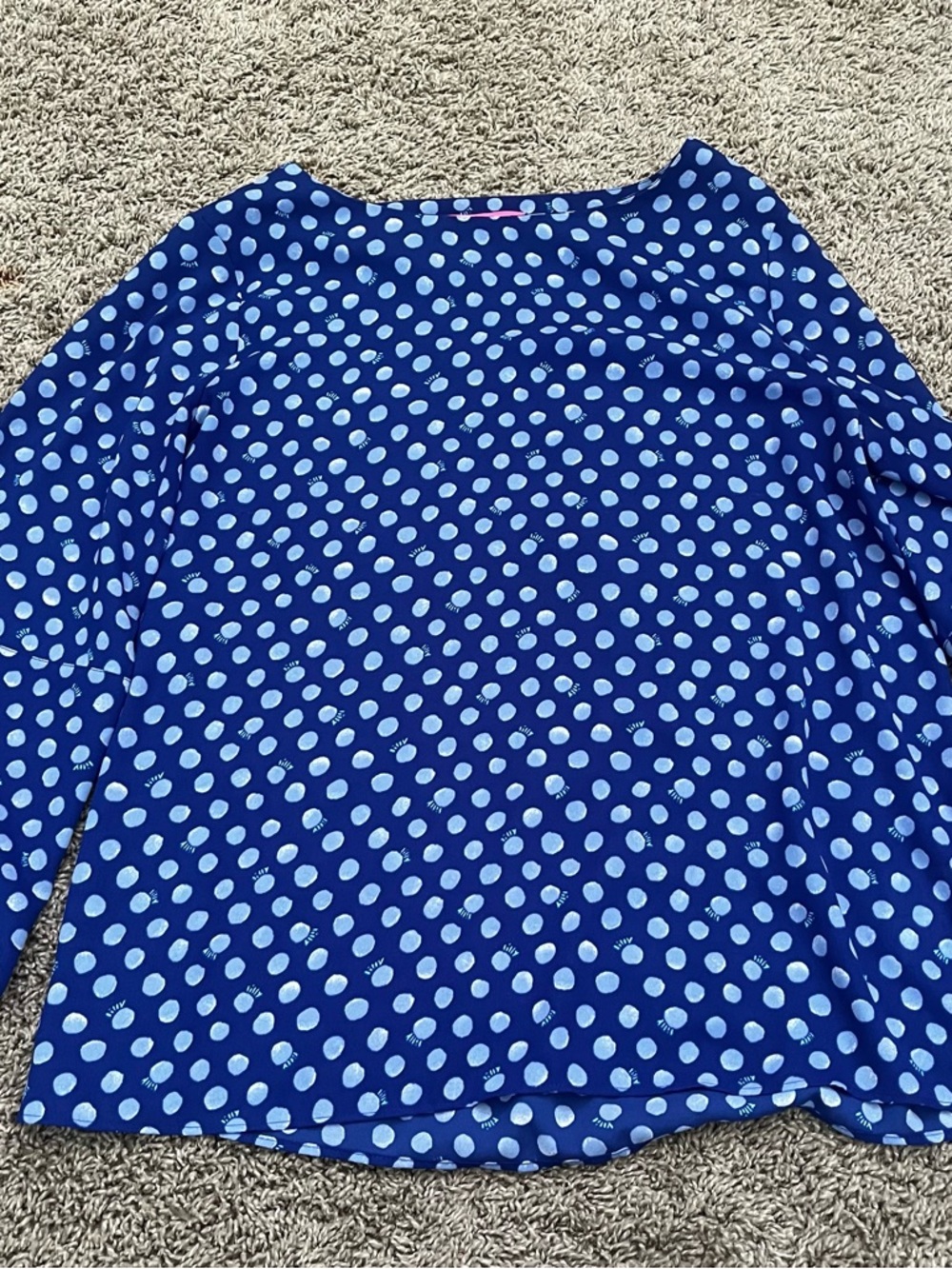 Lilly Pulitzer Royal Blue Polka Dot Long-Sleeve Top